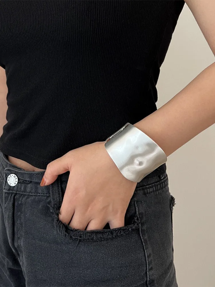 Минималистичные матовые браслеты-манжеты из сплава в стиле панк