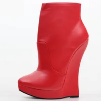 18CM/7 Inch Women Wedges Short Boots,Platform Pumps,Sexy Man Performance Shoes,Cosplay Ankle Botas,Black,Red,Pink,White,Dropship