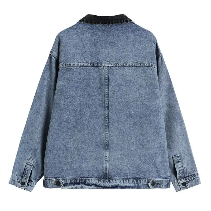 Куртка женская джинсовая в Корейском стиле модная уличная одежда из денима для