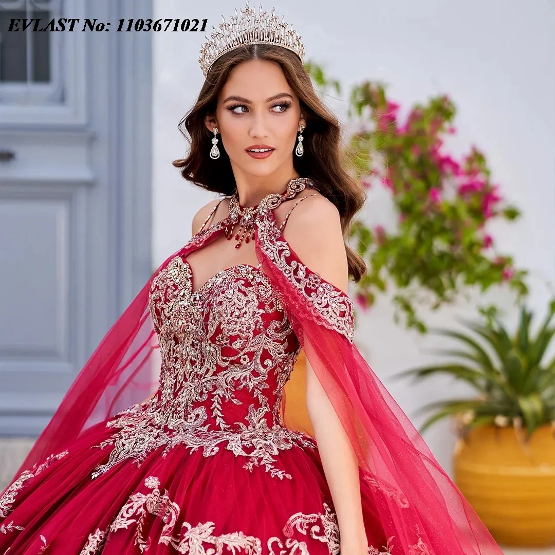 EVLAST Красное бальное платье Quinceanera