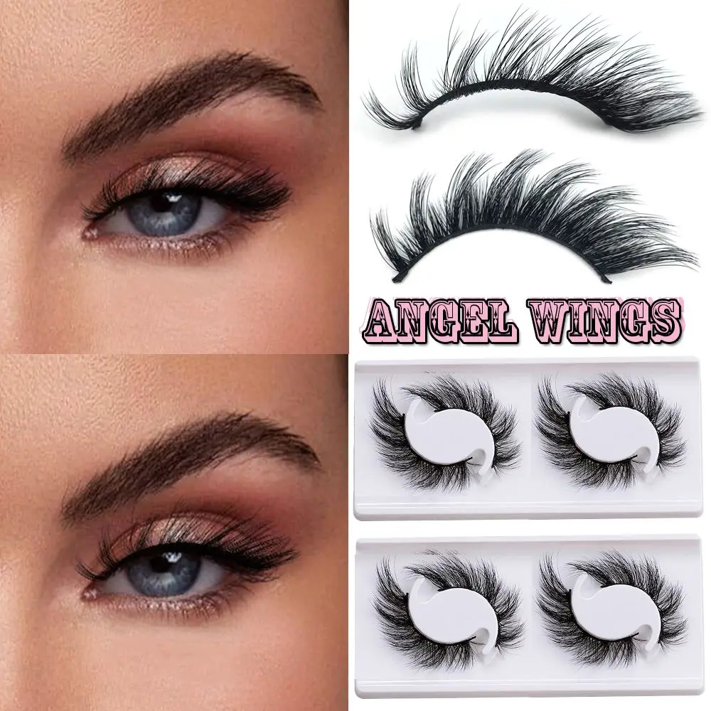

2 Pairs Cruelty-free Fluffy Dramatic Fake Lashes Eyelash Extension Angel Wings Natural 3D Mink Lashes False Eyelashes