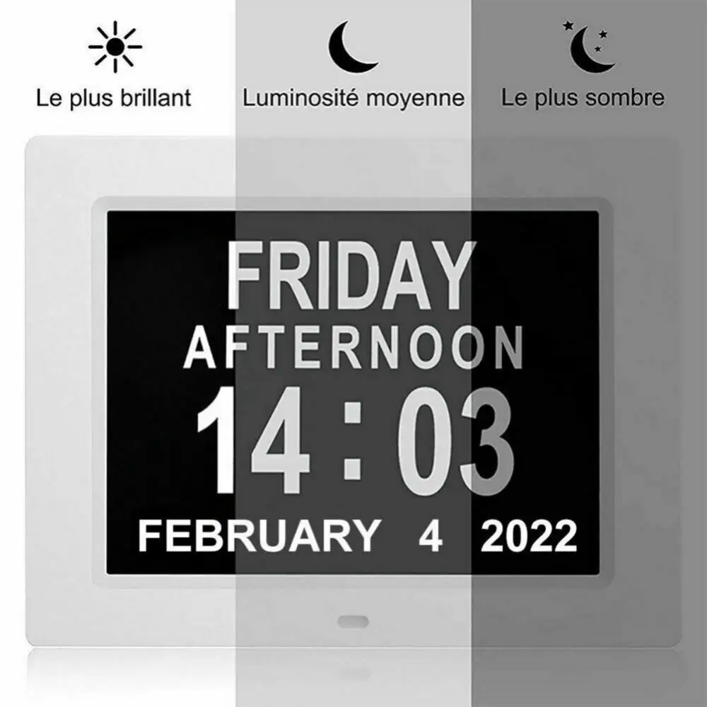 

8-inch LED Digital Clock Wall Deco 8 Languages Adjustable Table Clock ABS Plastic Clock Decoration Living Room LED Desk Clock