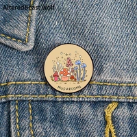 mushroom family printed pin custom funny brooches shirt lapel bag cute badge cartoon cute jewelry gift for lover girl friends