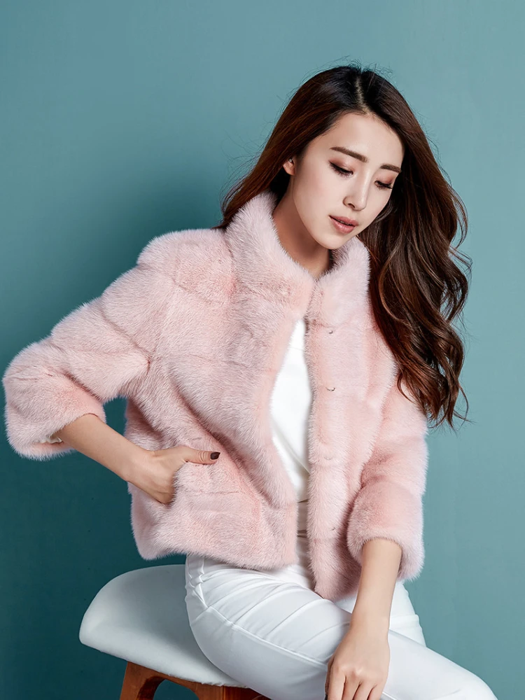 ICCLEK Imitation fur stand collar coat 2020 winter new Haining fur imitation mink coat mink coat female