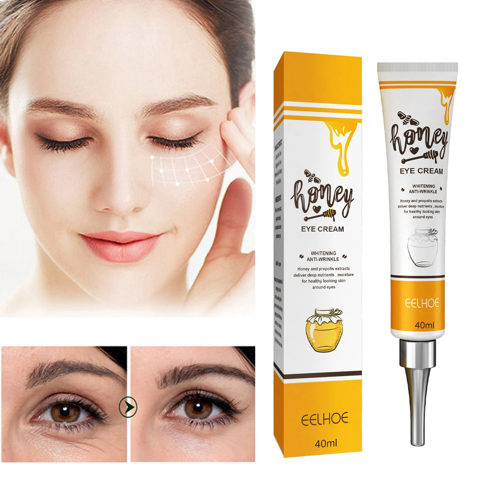

Honey Eye Cream Instant Firming Eye Lift-Firm Eye Care Beauty Anti-Aging Eye Cream Remove Dark Circles 40ml