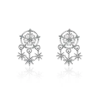 hanging feathers dreamcatcher earrings 925 silver snowflake stud earrings for women jewelry