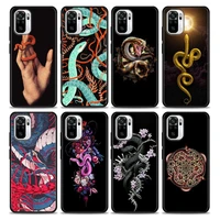 hand snake flower animals silicone phone case for xiaomi redmi note 9 9t 10 10s 11 11s 11e 8 7 poco m3 m4 pro 5g cover cases