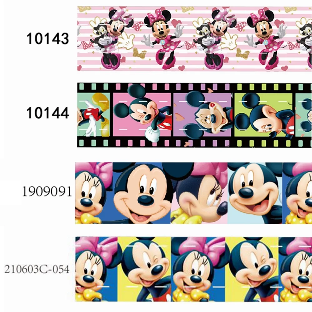 25 мм Микки Маус мультфильм персонаж Grograin лента печатная 10 ярдов для лука DIY крафт