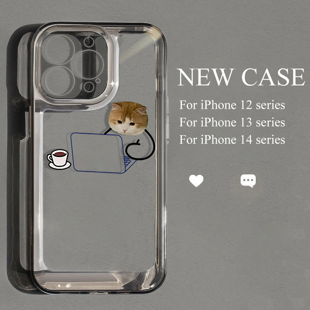 

Cartoon Working Cats Dogs Clear Case For Iphone 11 13 14 12 Pro Max X XR XS Max 14 7 8 Plus SE 2020 Thin Soft Silicone TPU Cover