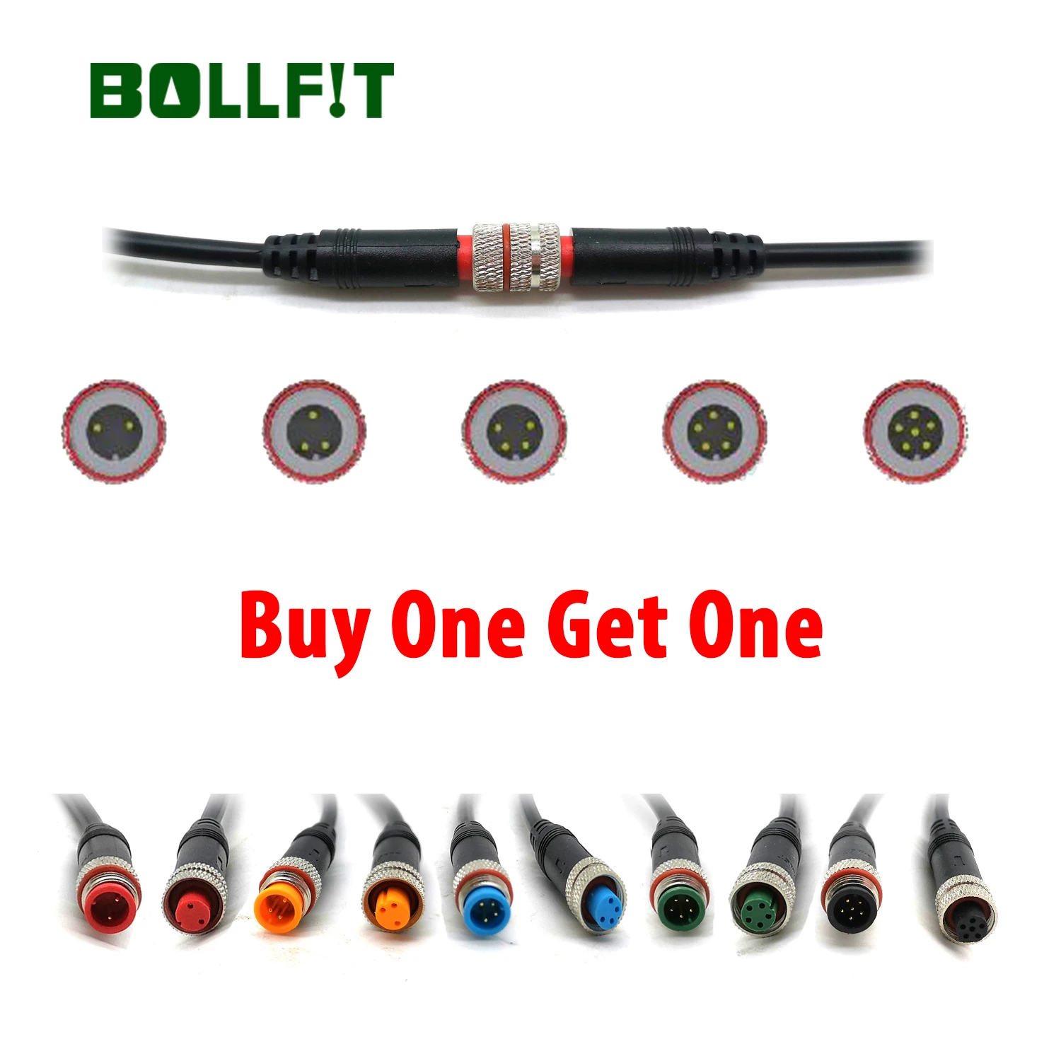 

BOLLFIT Julet 2 3 4 5 6 Pin Screw Type Small Power Waterproof Connector with Straight Plug Style