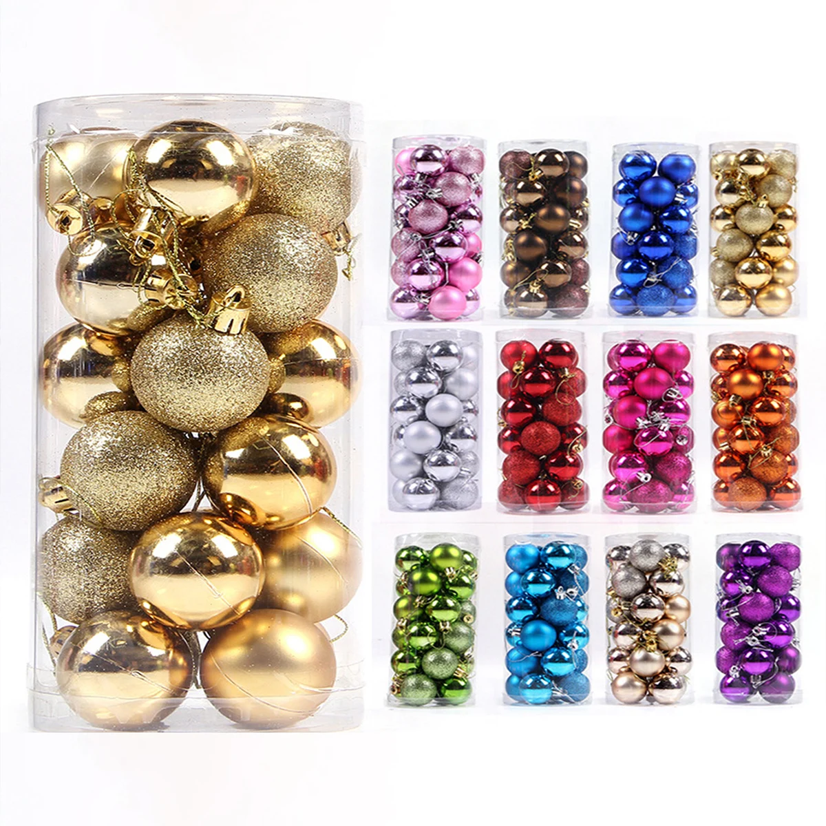 

Plastic material size is 4/6/8CM Christmas ball set color plating ball Twenty-four a pack