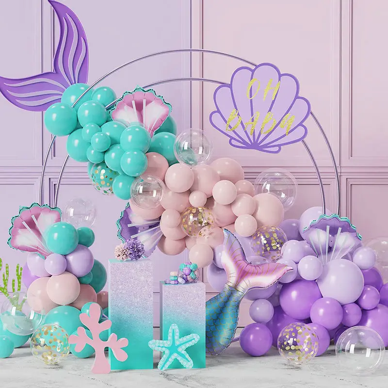 

97pcs Mermaid Theme Balloons Garlands Under The Sea Mermaid Bow Ballon Gabby Birthday Party Decorations Kids Favor Baloon