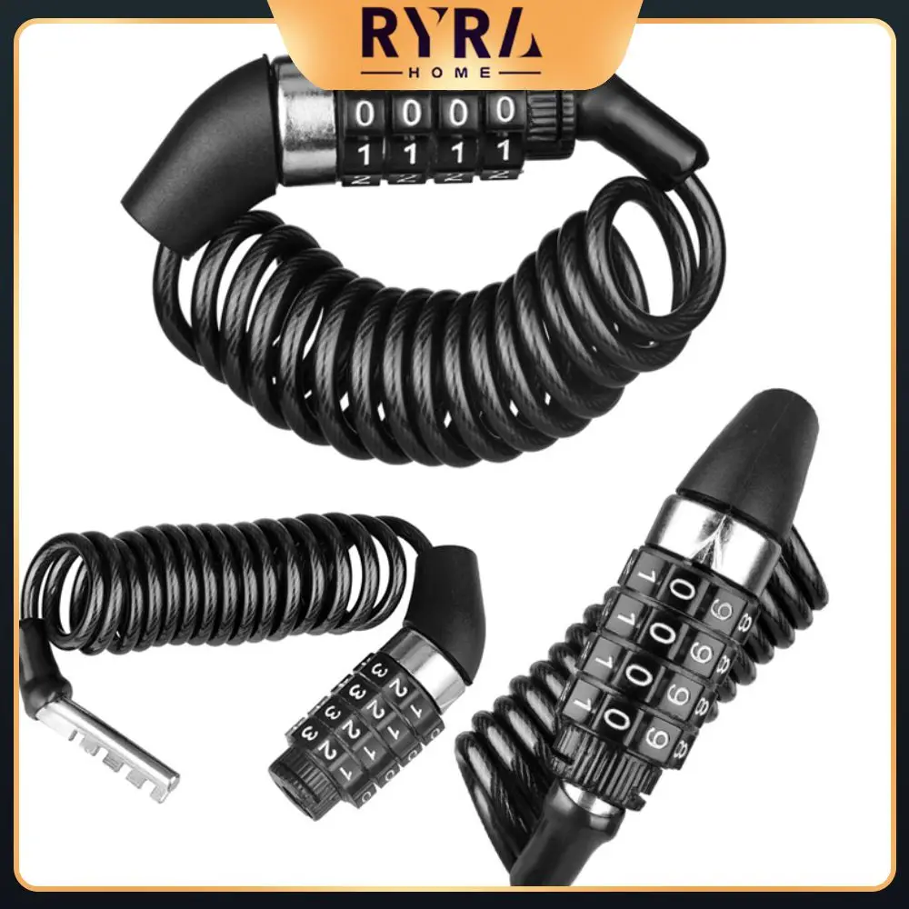 

Black Bike Code Lock Protable 4-position Lock Anti-theft Anti-prying Abrasion Resistant Cipher Trunk Wire Rope Chain