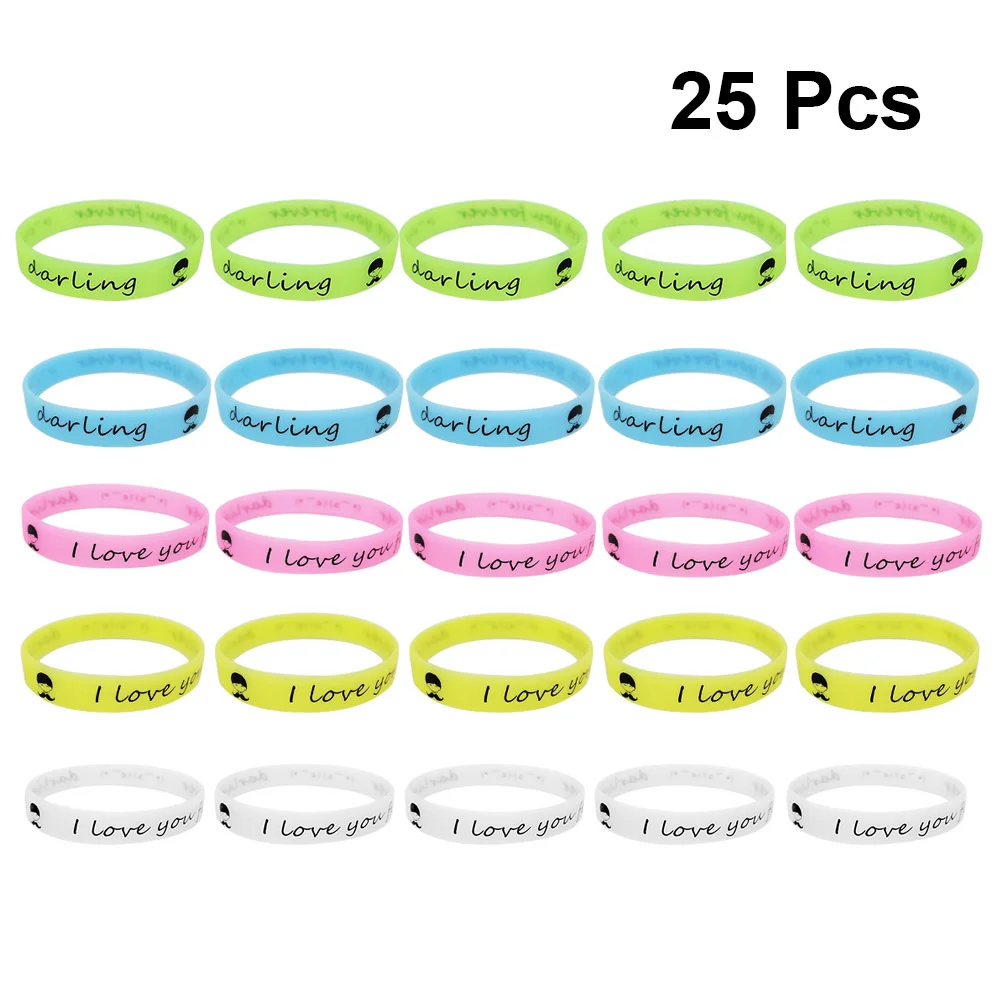 

25 Pcs Luminous Wristband Bracelet Glow Dark Wristbands Kids Party Supplies Elastic