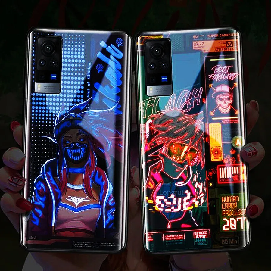 

Luminous Glass LED Call Light Flash Up Phone Case For Oppo Reno 5 Lite 8 7 Pro Find X3 Pro 4SE10X ZOOM A93 Smart Control Covers