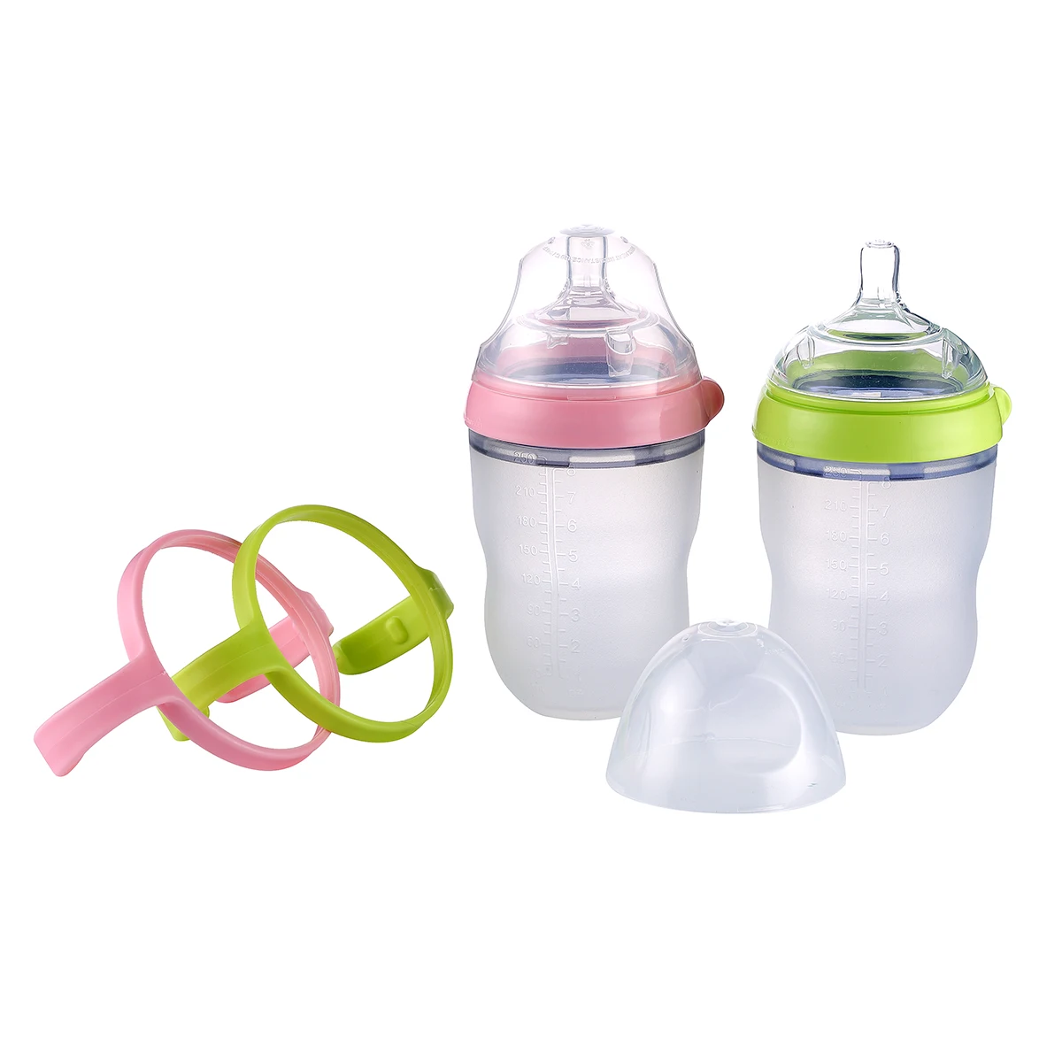 100% Silicone Baby Bottle Green 250ml 8oz pink 150ml 5oz baby milk feeding bottle for baby