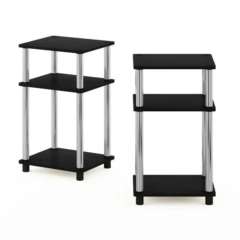 

Just 3-Tier Turn-N-Tube End Table, 2-Pack, Americano/Chrome