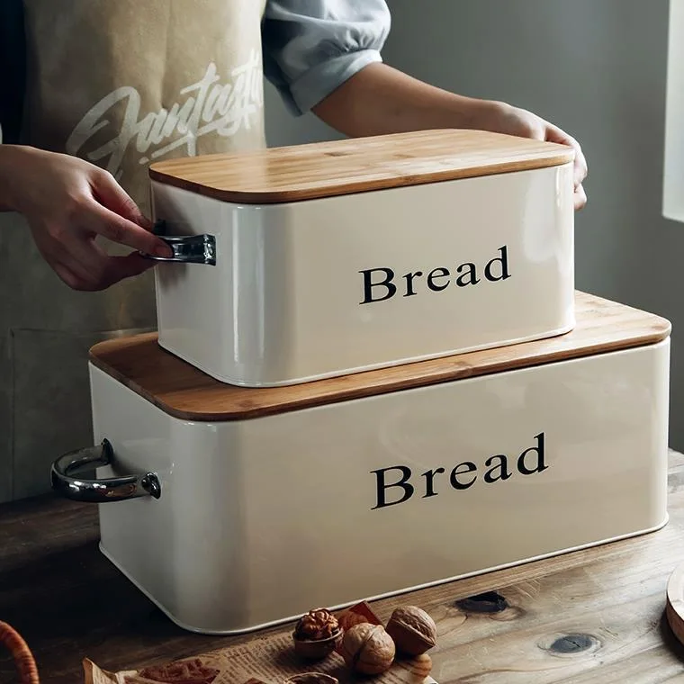 

Bread Organizer Home Bakery Box Container Decor Cover Snack Iron Kitchen Bamboo Breadbasket Desktop Storage Dessert Food Boxes