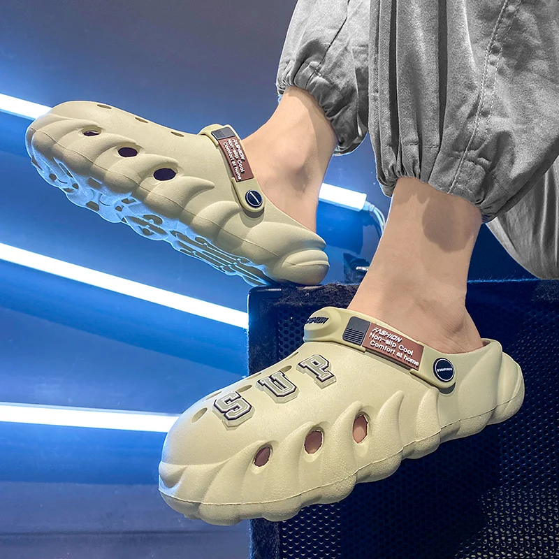 Мужские Нескользящие пляжные шлепанцы износостойкие дышащие сандалии из ЭВА на