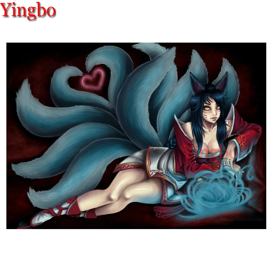 

Diamond embroidery Cartoon Nine Tailed Fox Girl 5d diy diamond painting full square round diamond mosaic picture of rhinestones