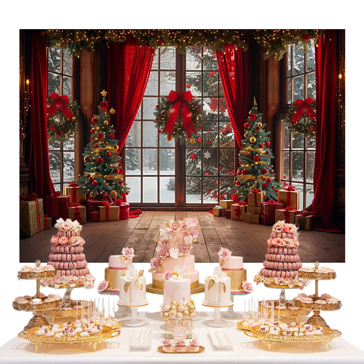 Фон для фотосъемки детей и взрослых с изображением Санта Клауса