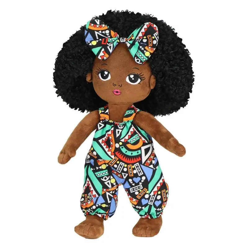 Cartoon Exploding Head Afro Black Girl Boy Soft Stuffed Ragdoll Toy For Kid Christmas Gift