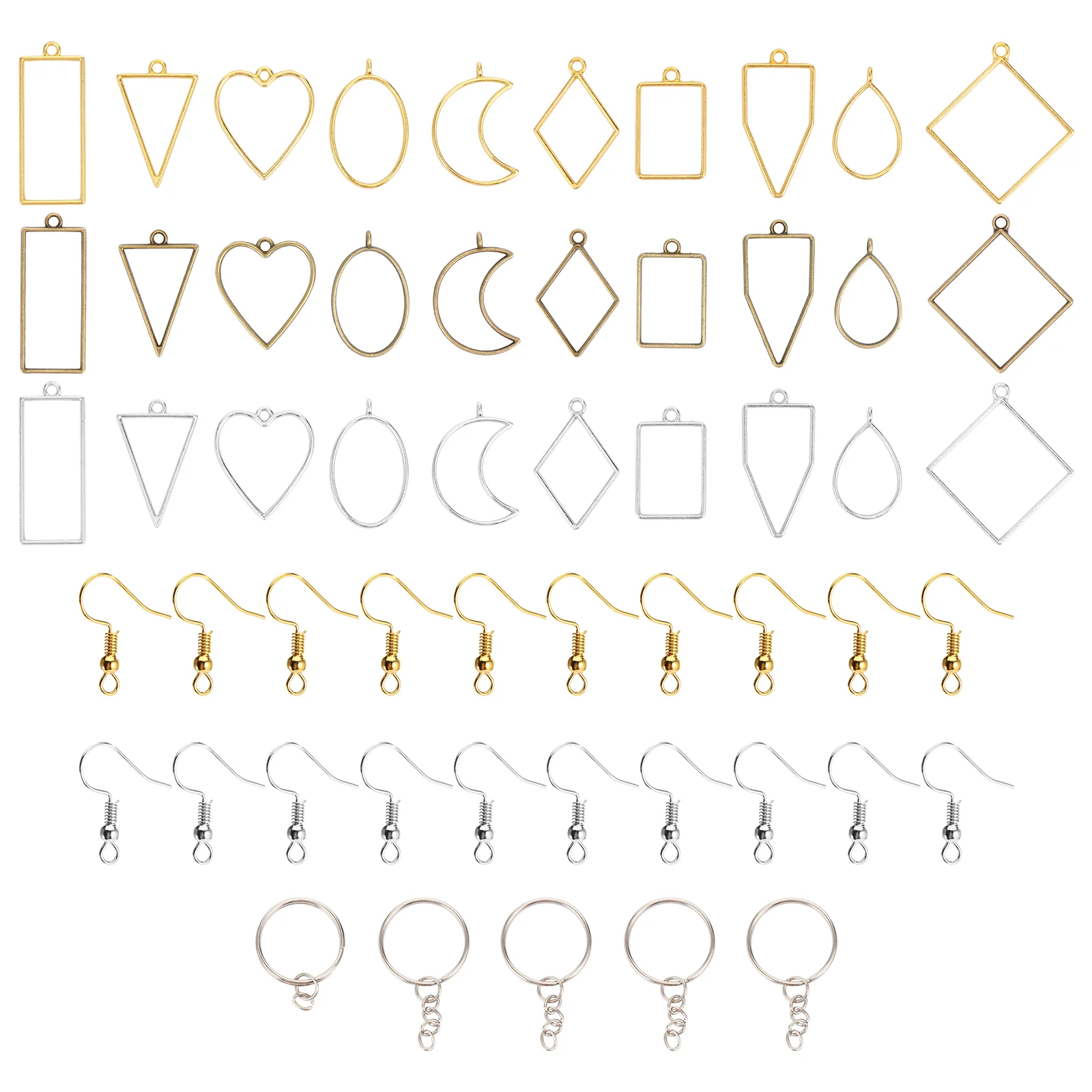 

55 Pcs Manual Geometric Hollow Pendant Miss Trendy Necklaces Women Stocking Stuffers Alloy Resin Earrings Molded