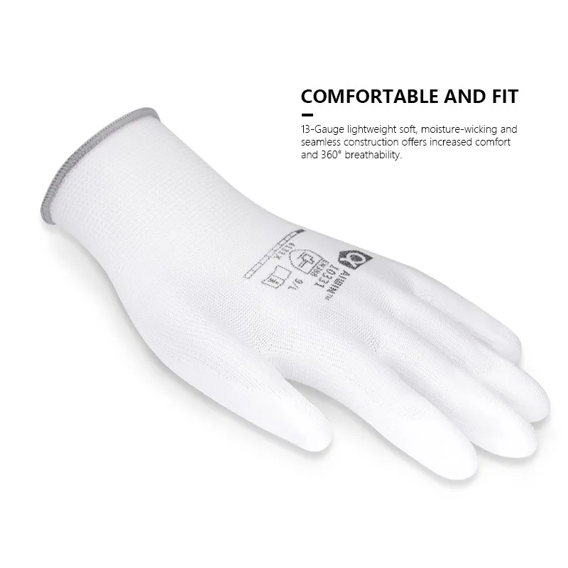 1 пара рабочих перчаток экономичные перчатки из полиэстера с полиуретановым