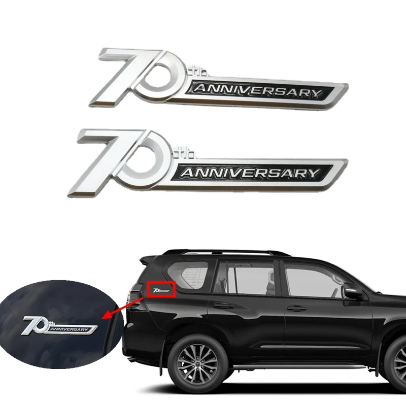 

3D Chrome Car Side 70th Anniversary Emblem Trunk Badge Sticker Trim For Toyota Land Cruiser LC300 LC200 FJ200 2016-2022