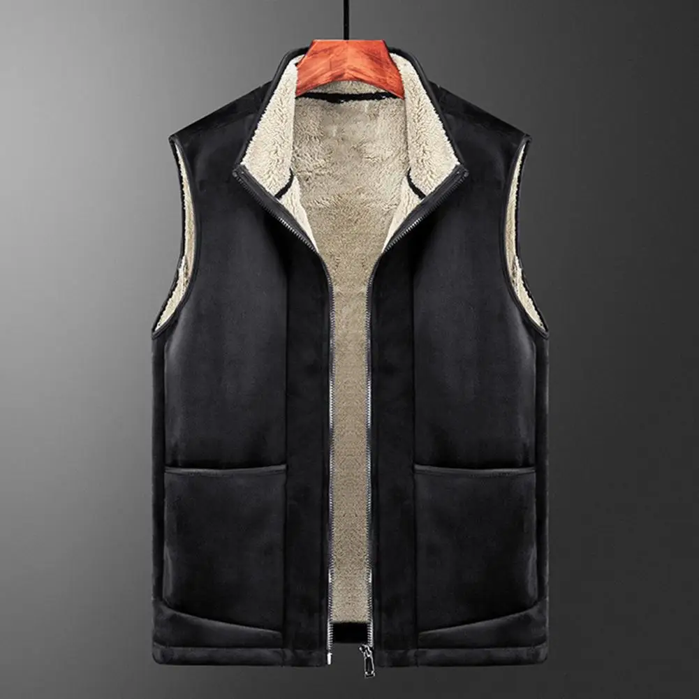 

Winter New Lamb Wool Coat Warm Vest Men Fashion Casual Thicken Gilets Male Jacket Can Be Worn On Both Sides Sleeveless Waistcoat
