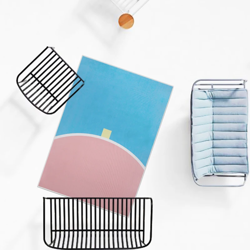 

Minimalist Art Large Area Living Room carpet Easy Care Bedroom Rug Home Decoration Aesthetics Girl Room Pink Blue ковер سجادة IG