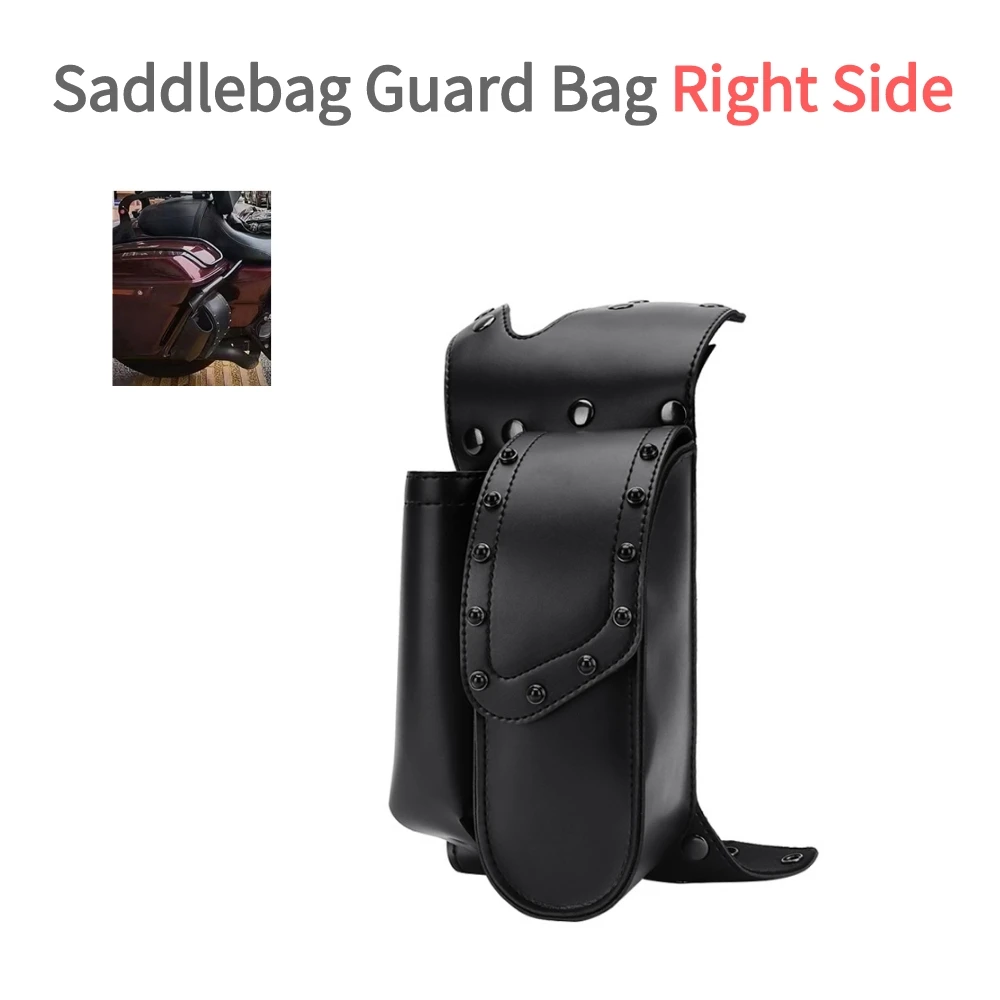 Мотоциклетные защита седельной сумки с держателем для бутылки с водой, черная кожаная сумка для инструментов для Harley Touring Road King Electra Glide 93 +