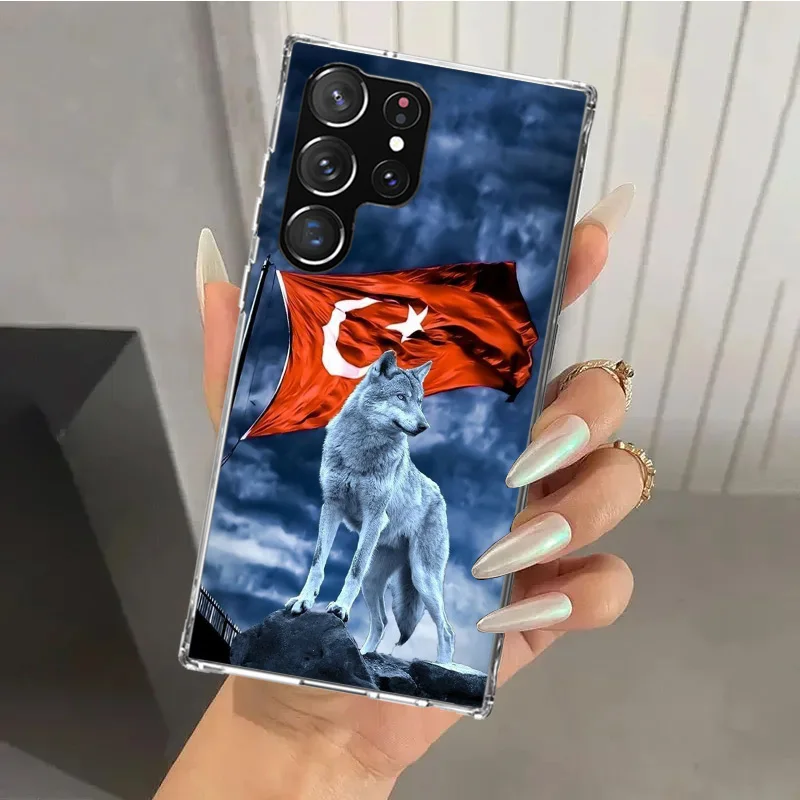 Турецкий флаг чехол для телефона Samsung Galaxy S24 S23 S22 S21 Ultra S20 FE S10 Plus S10E S9 S8 + S7 Edge мягкий