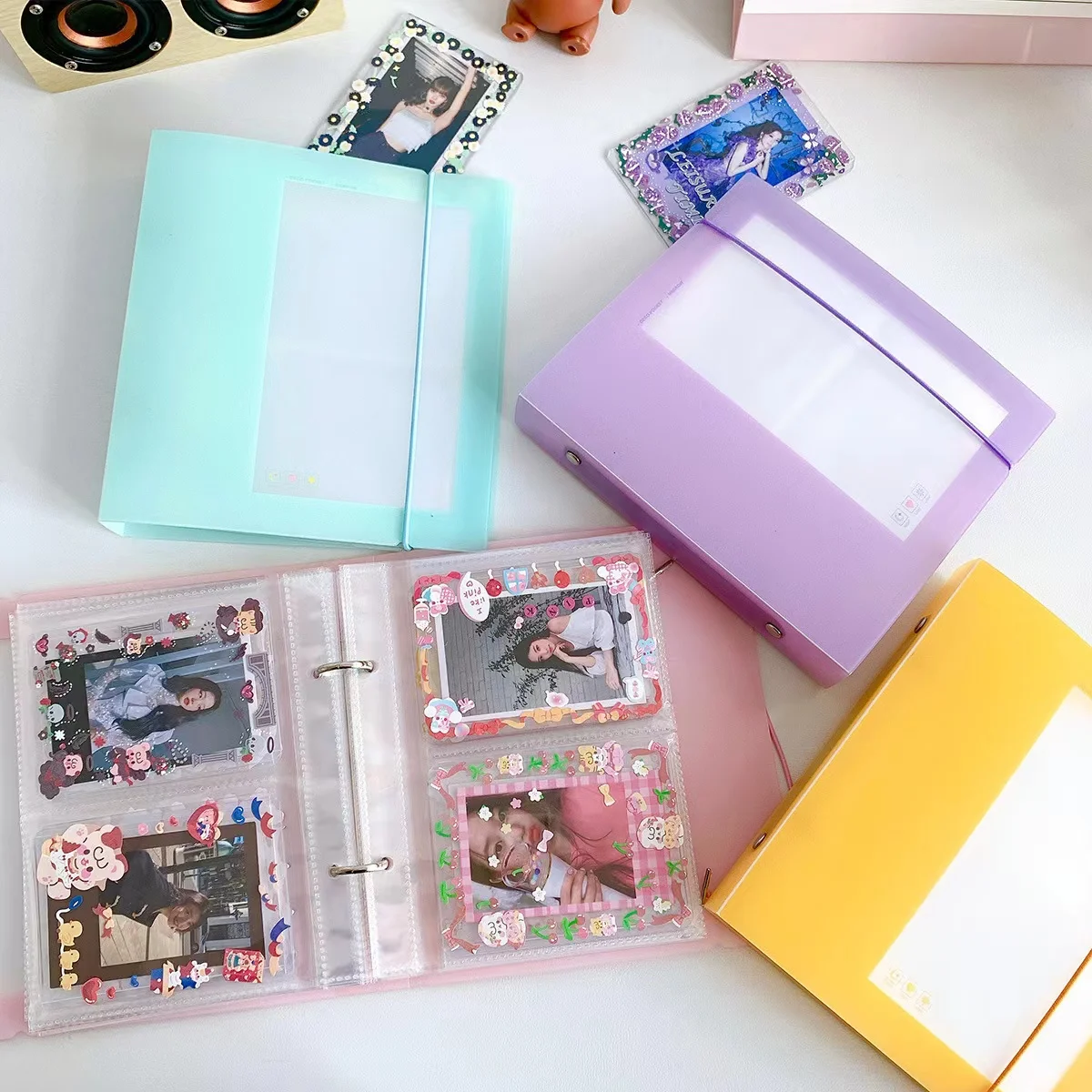 

Macaron Binder Photocards PVC 3/4 Inch interstitial Idol Card Album Storage loose leaf Collect Book with 25 Sleeves Stationery