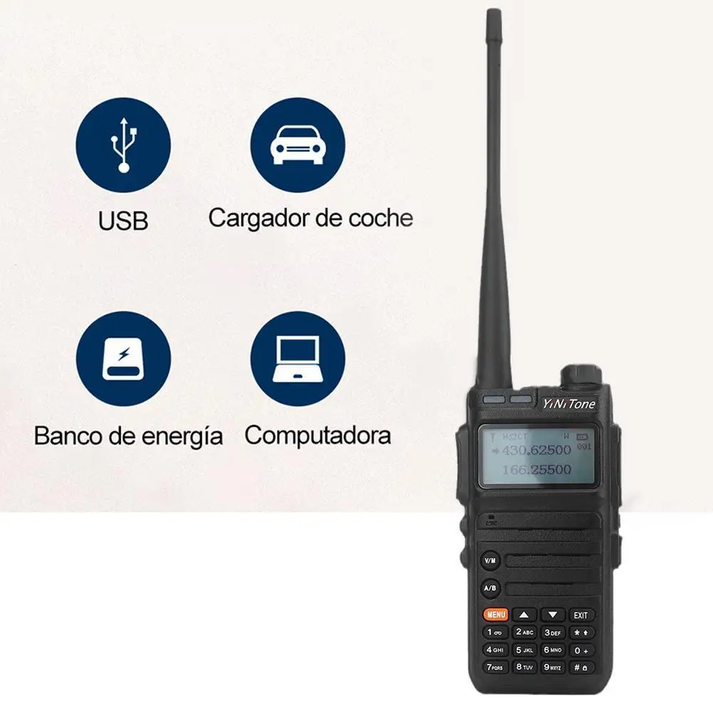 

YiNiTone HT-UV 5W Walkie-talkie Handheld Dual Frequency Transceiver Walkie Talkie FM, NOAA