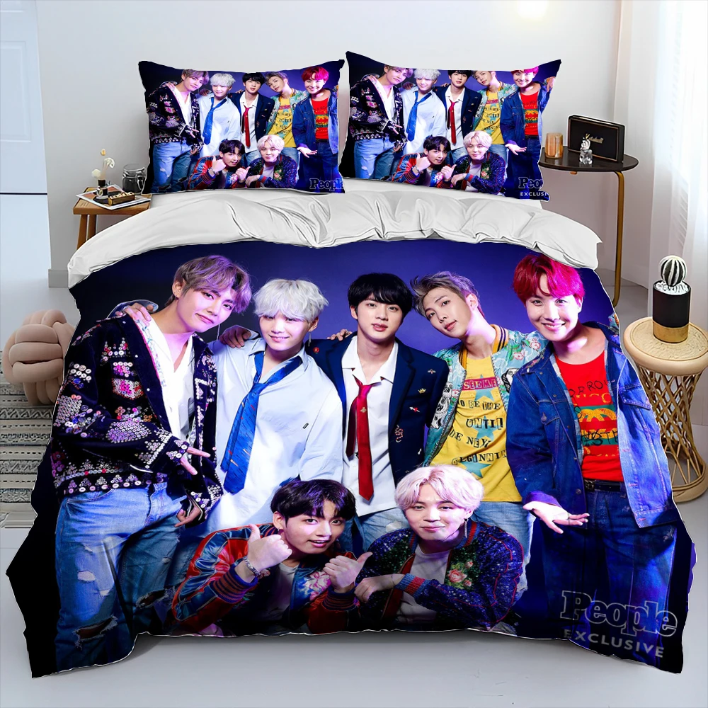 

Kpop B-Bts Bangtan Kim JIN SUGA V Comforter Bedding Set,Duvet Cover Bed Set Quilt Cover Pillowcase,king Queen Size Bedding Set