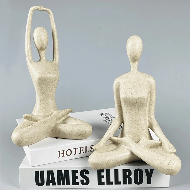 

Creative Yoga Pose Statue Abstract Figures Ceramic Character Sculptures Home Decor Ornament Art Figurines For Yoga Studio