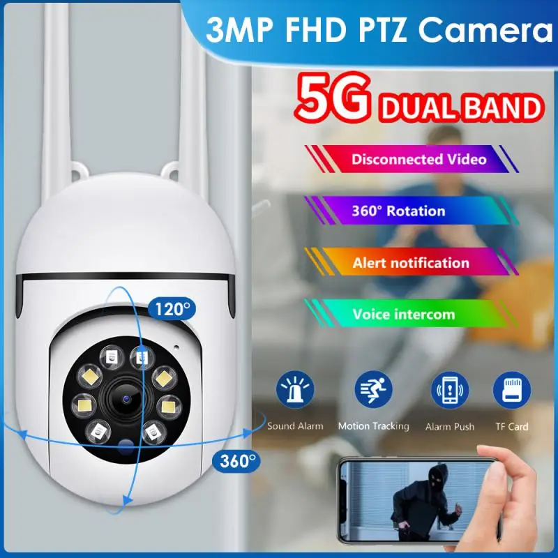 

5G WiFi Surveillance Cameras 3MP IP Camera HD 1080P IR Full Color Night Vision Security Protection Motion CCTV Outdoor Camera