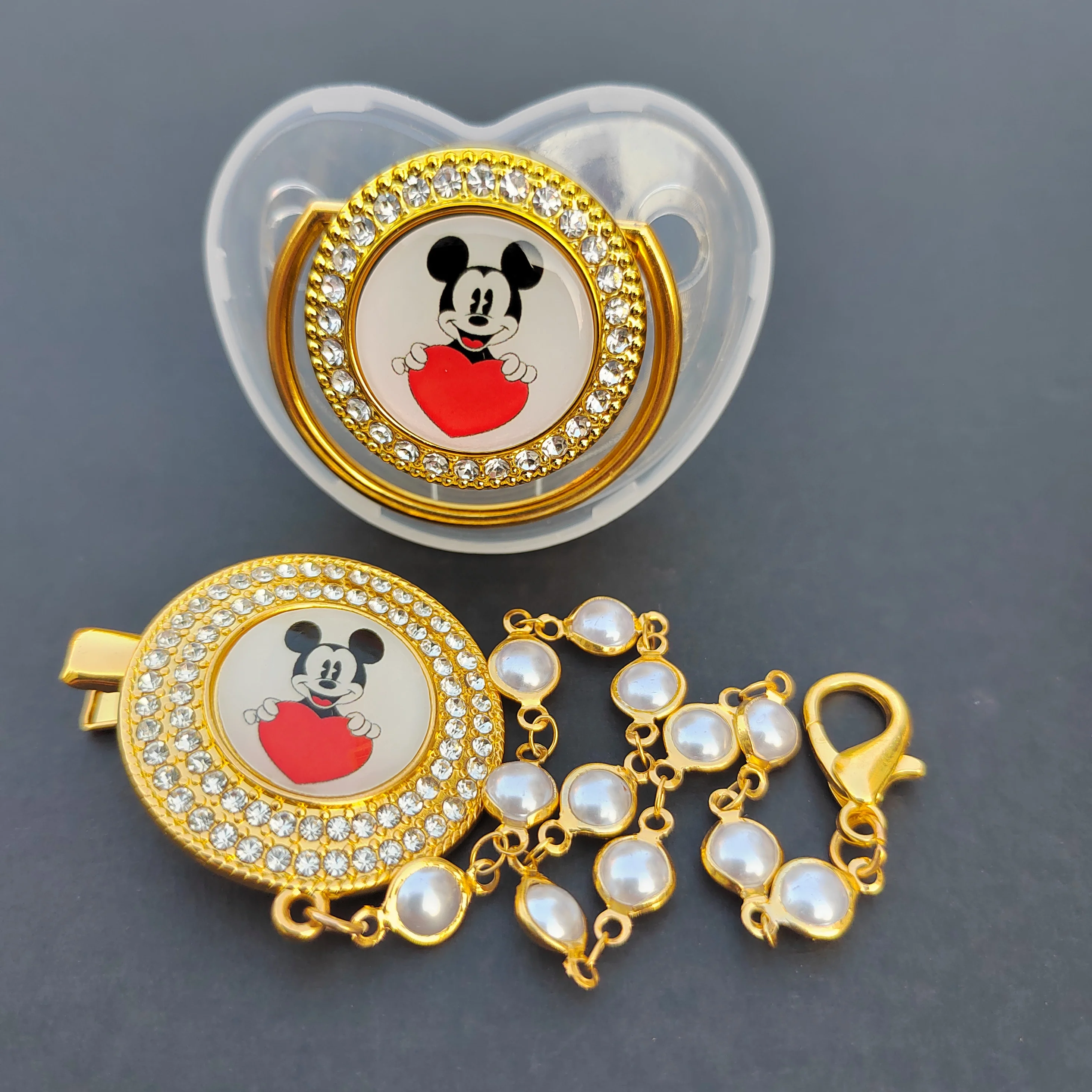 

Disney Mickey Mouse Love Baby pacifier clip pacifier chain silicone baby fake nipples Newborn fake pacifier BPA-free Chupetas