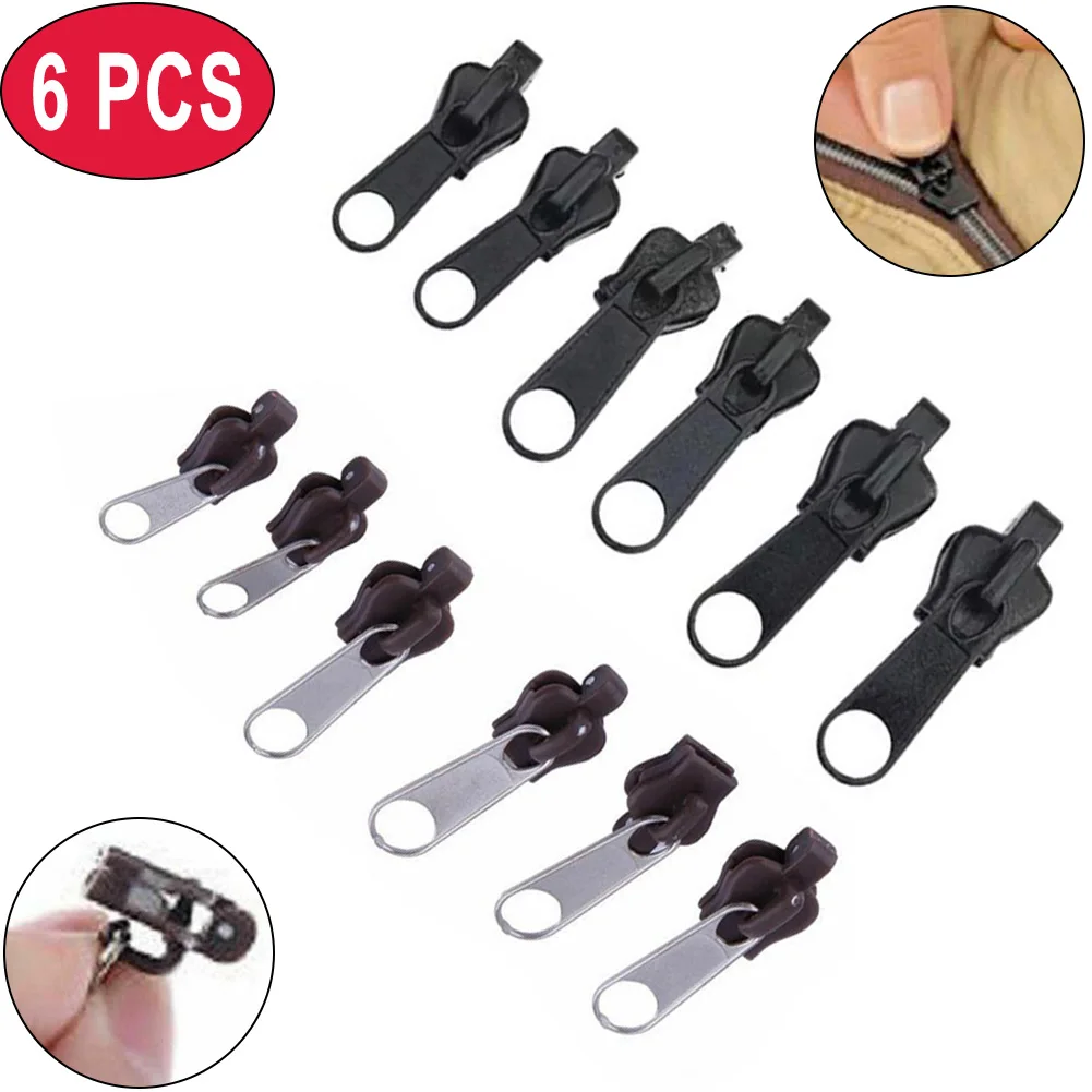 

6pcs Instant Fix Zipper Universal Zip Repair Replacement Kit 6 Sizes Slider Teeth Rescue Zippers For Sew Clothes