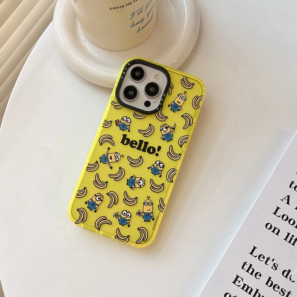 Милый мультяшный чехол для телефона с изображением миньона банана iPhone 14 13 12 11 Pro Max