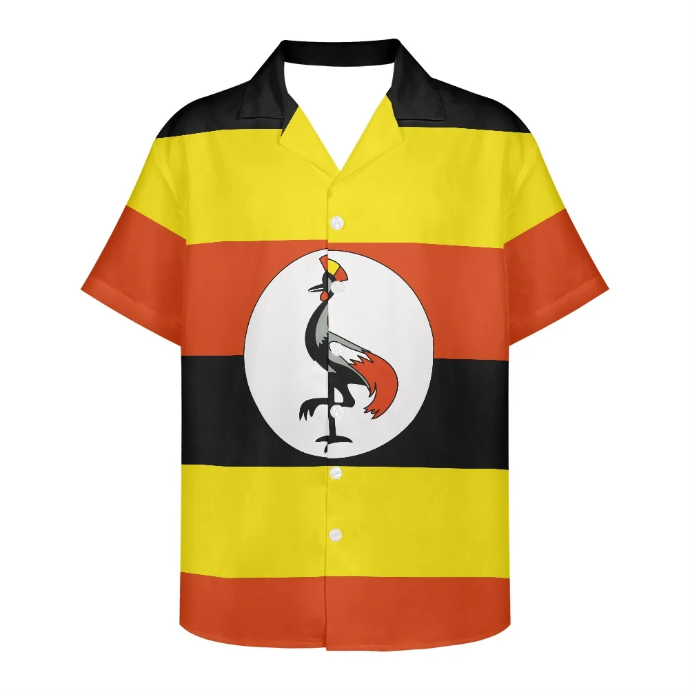 

Uganda Flag Design Pattern Summer Vintage Fashion Short Sleeve Hawaii Shirts For Men Camisa Masculina Casual Holiday Party HOT