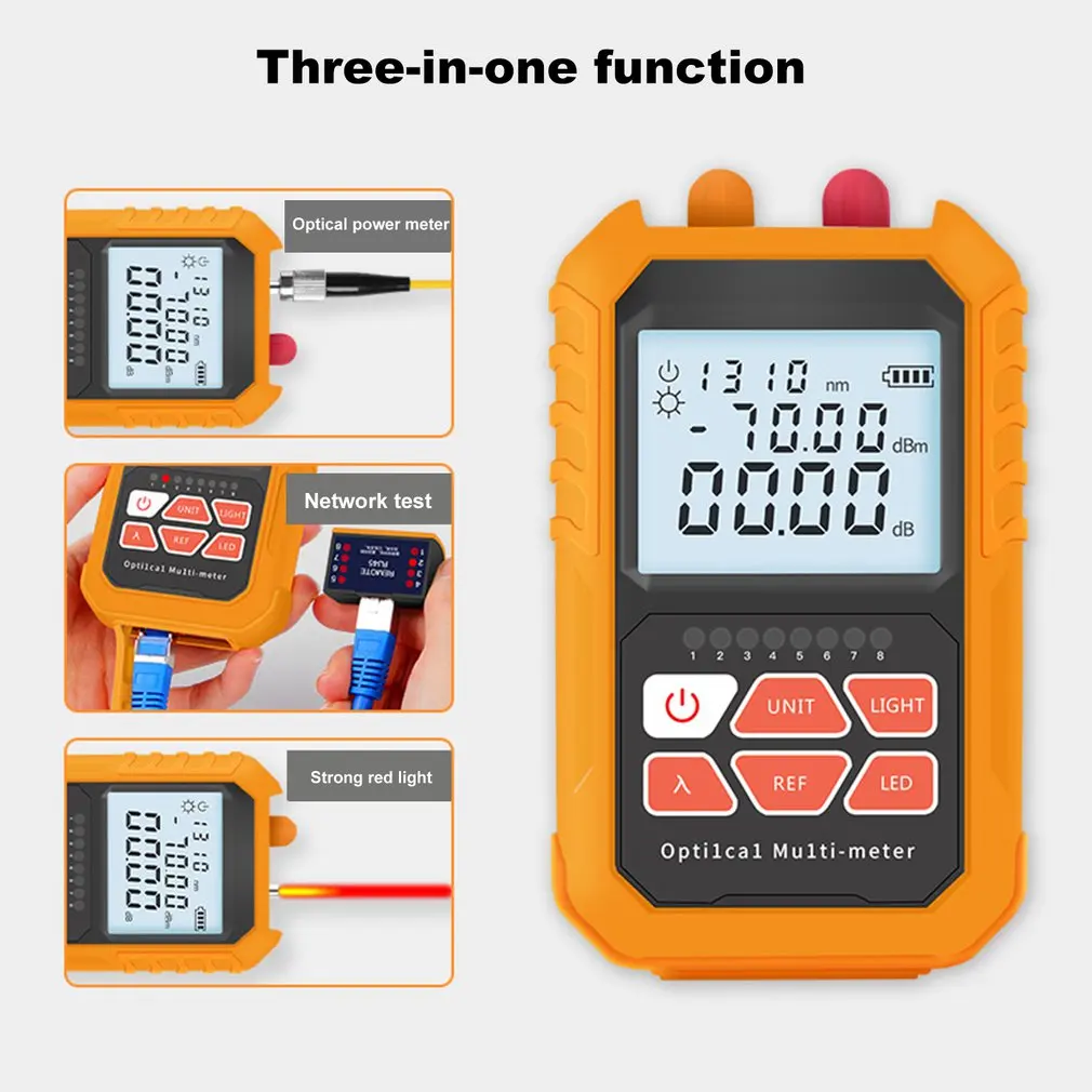 

Миниатюрный оптический измеритель мощности с визуальным локатором неисправности, тестер сетевого кабеля FTTH, волоконно-оптический тестер RJ45, пульт дистанционного управления для непрерывной проверки кабеля Lan