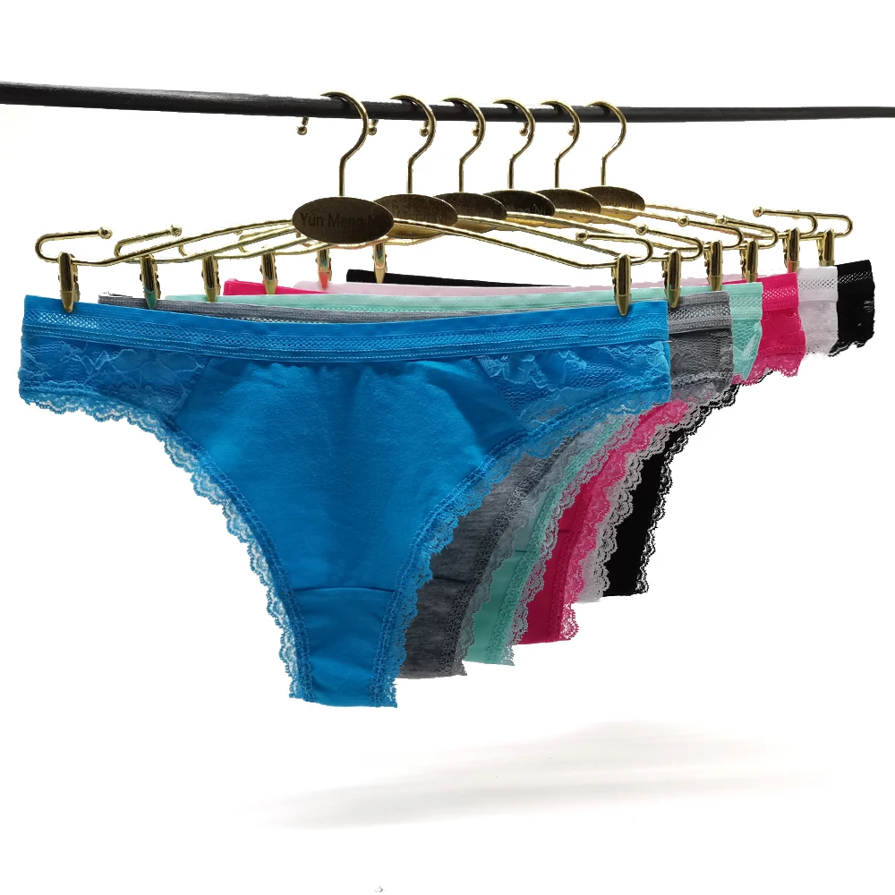 

12PCS/Set G Strings Cotton Panties Women Lace Underwear Sexy Female Underpants Comfortable Thong Solid Color Low Waist Lingerie