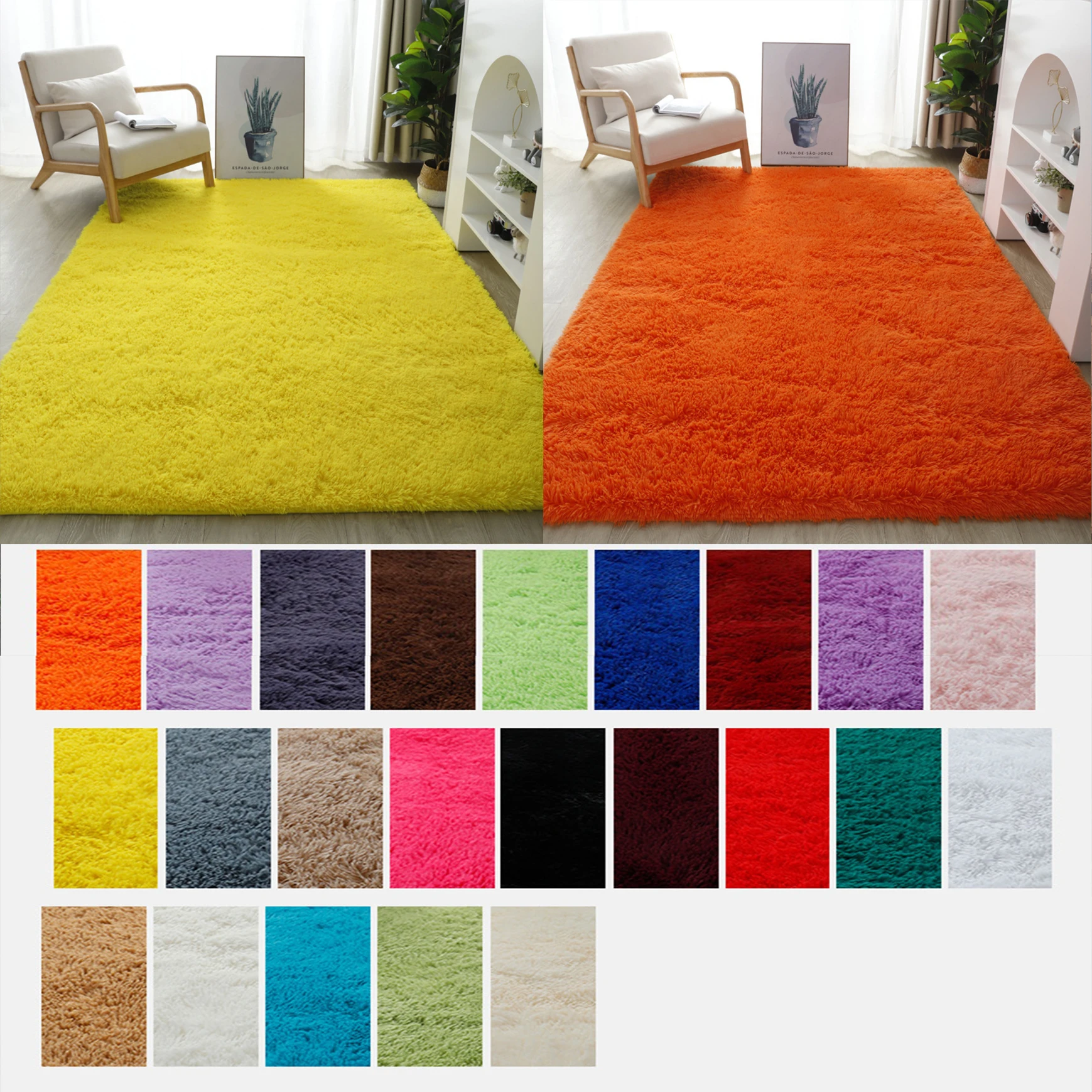 RULDGEE-Alfombra peluda de lana de seda para sala de estar, sofá, mesa de centro, manta de cama de dormitorio, Tatami, Alfombra de felpa gruesa