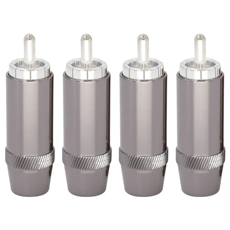 

4PCS Silver Plated Solder Audio RCA Plug 8mm Cable Silver Plated Connector for HIFI Speaker Connector