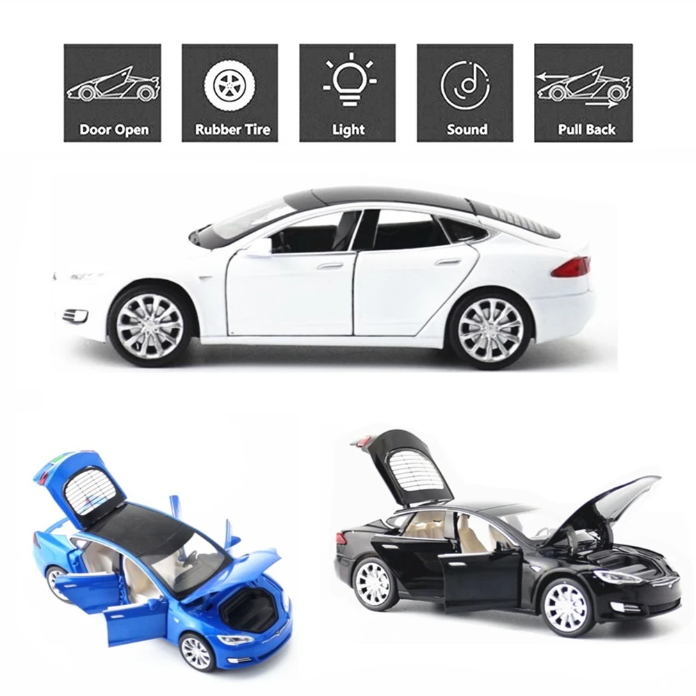 

1/32 White/Blue/Black Optional Pull Back Model Car Toy With Sound&Light Effect Kids/Boys Birthday Gifts Home/Office Deco