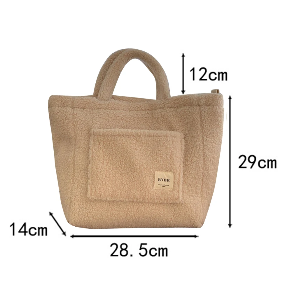 Зимняя фланелевая сумка-тоут женская мягкая плюшевая сумка на плечо большая