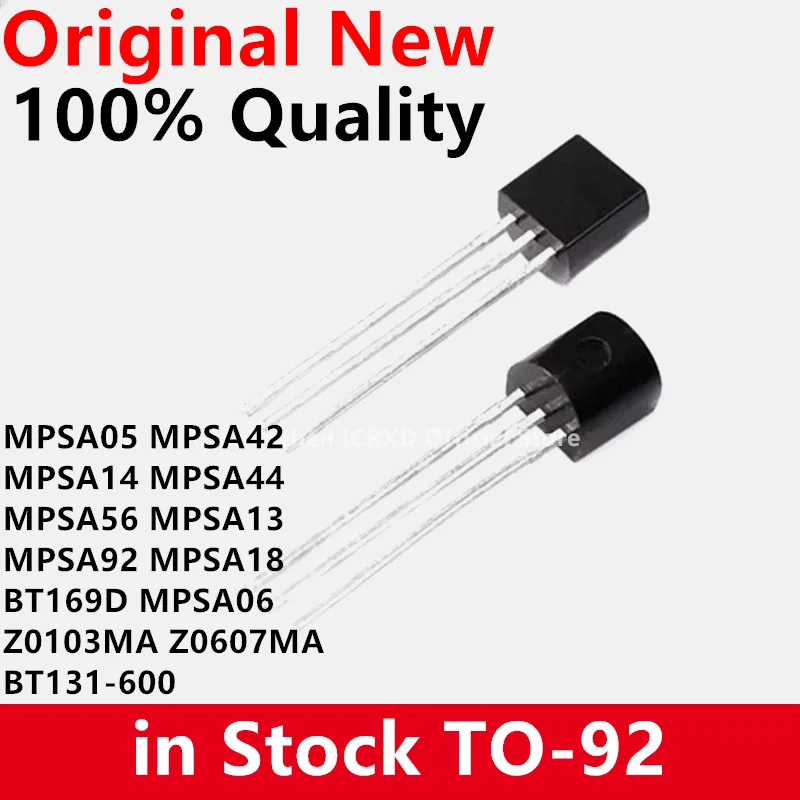 100 шт MPSA42 MPSA13 MPSA92 MPSA18 Z0103MA Z0607MA BT169D BT131-600 MPSA06 MPSA05 MPSA14 MPSA44 MPSA56