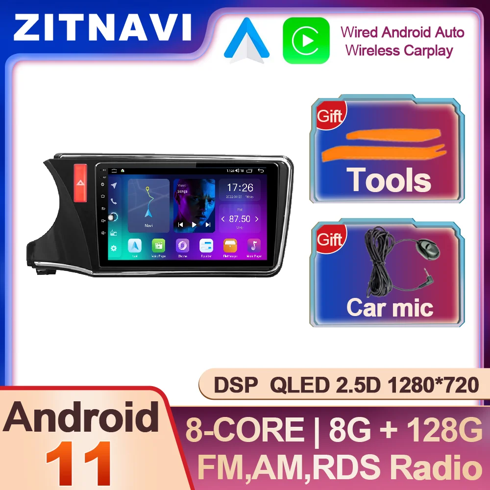 

10.1 Inch Android 11 For Honda CITY 2014 - 2018 Car Radio Wireless Carplay Auto 5G WIFI SWC 4G LTE Multimedia Player No 2din AHD